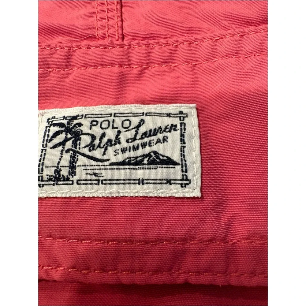 Polo by Ralph Lauren Muted Red Swim Shorts with Drawstring. Size Large